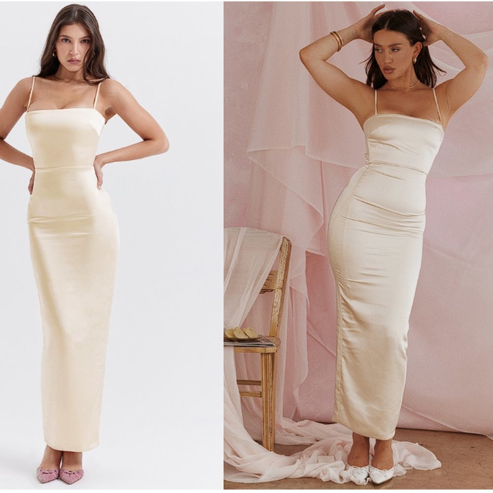 HOUSE OF CB 'Costanza' Vintage Cream Maxi Dress NWOT